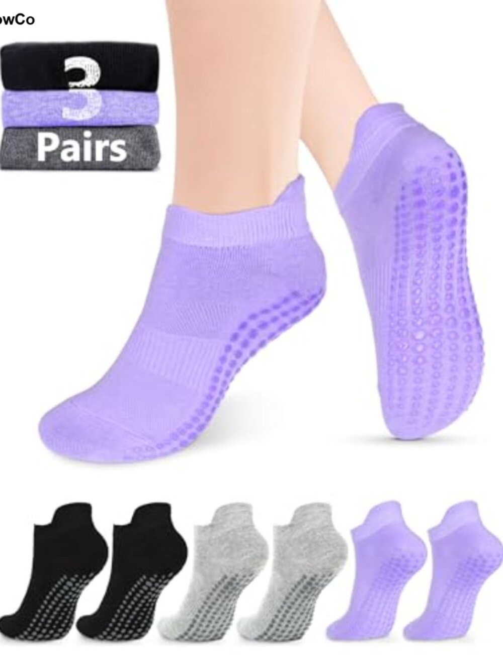 Grip Socks Non Slip Yoga Barre Barefoot Cotton Blend Unisex